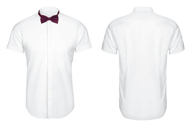 white white shirt short sleeves and butterfly, isolated white background