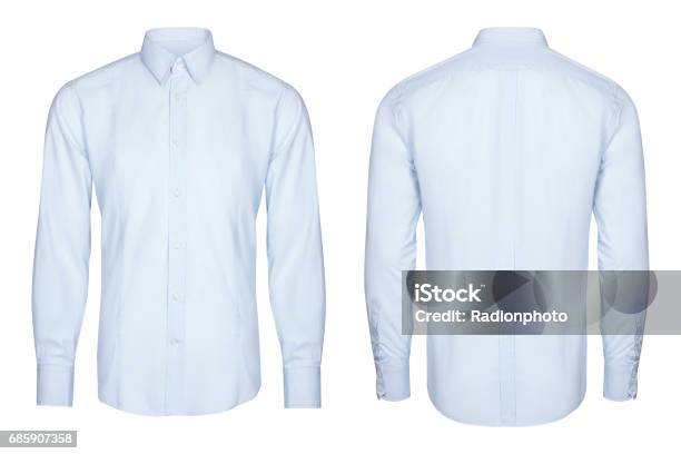 Blue Classic And Business Shirt Shirt White Background Stock Photo - Download Image Now