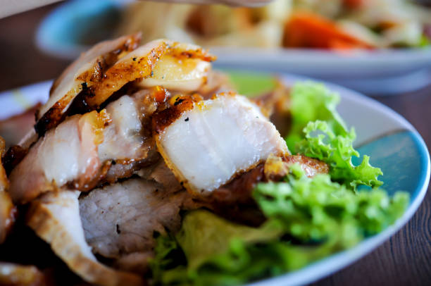 charcoal-boiled pork neck,Grill pork (Thai style food)