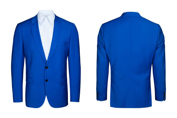 Blue classic jacket and shirt, isolated white background