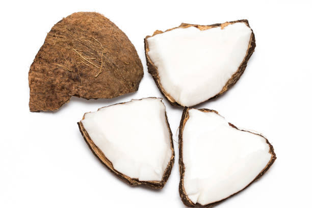 istock Coconut pieces isolated on a white background 685915438
