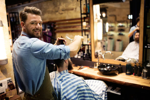 At barber shop stock photo