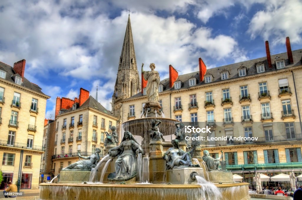 Fountain on the Place Royal in Nantes, France Fountain on the Place Royal in Nantes - France, Loire-Atlantique Nantes Stock Photo
