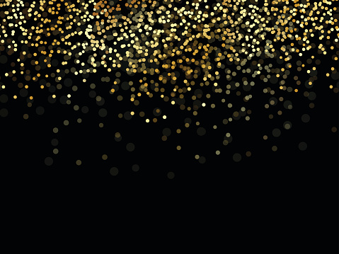 Gold Confetti Glitter On Black Background Stock Illustration - Download