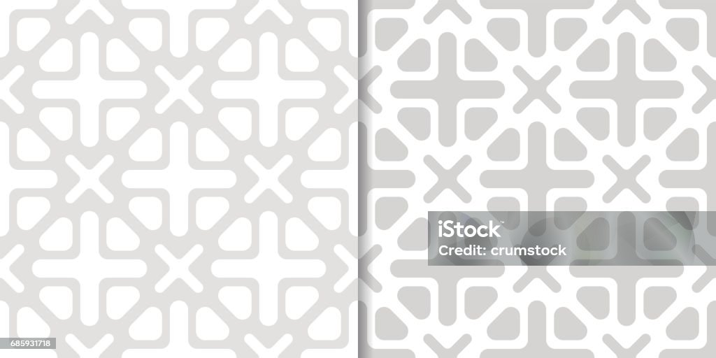 Geometric Monochrome Background Gray Seamless Pattern Set Stock ...