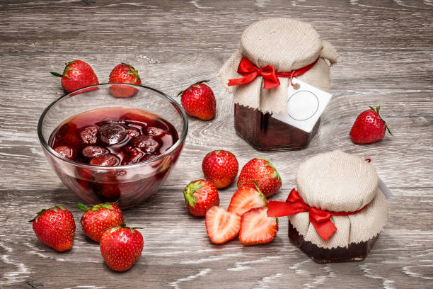 istock Strawberries, strawberry slices, strawberry jam 685961060