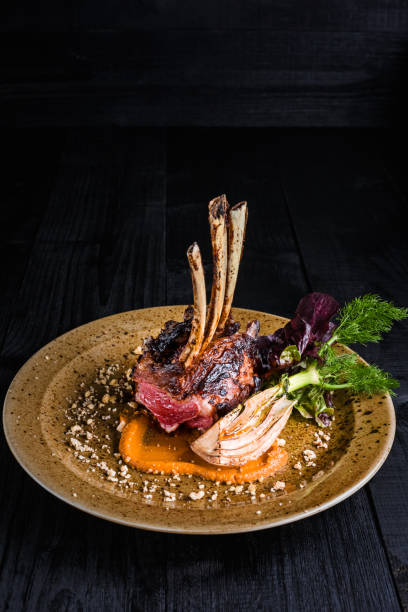 istock Gourmet Main Entree Course Grilled rack of lamb 685974058