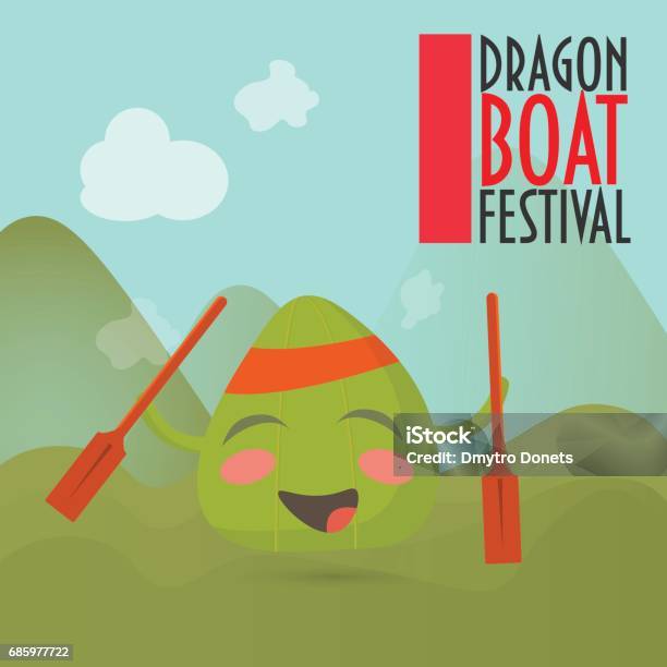 Vetores de Ilustração De Personagem Zongzi Feliz Para Festival Duanwu e mais imagens de Barco Dragão