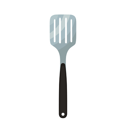 Spatula utensil, metal tool for barbecue. Made in cartoon flat style.