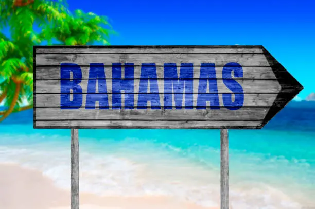 Photo of Bahamas wooden sign isolated on white