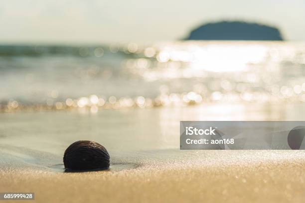 Sea Beach With Island Background Stock Photo - Download Image Now - Aokigahara Forest, Beach, Blue