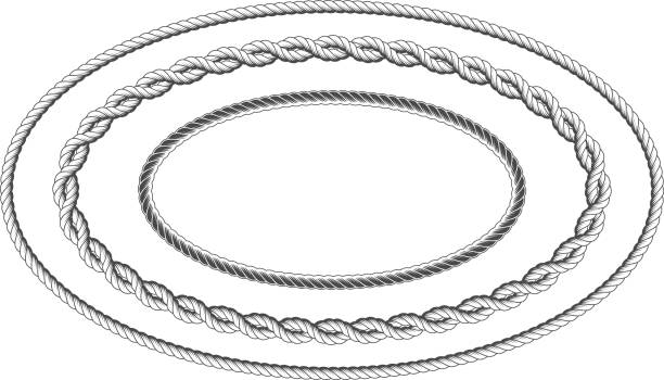 витая веревочной рамы овальной формы - эллиптическая граница - oval shape illustrations stock illustrations