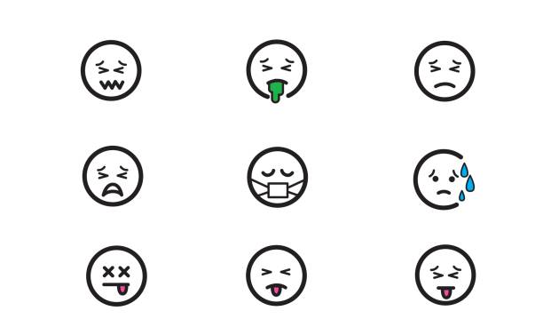 Emoticons set 6 vector art illustration