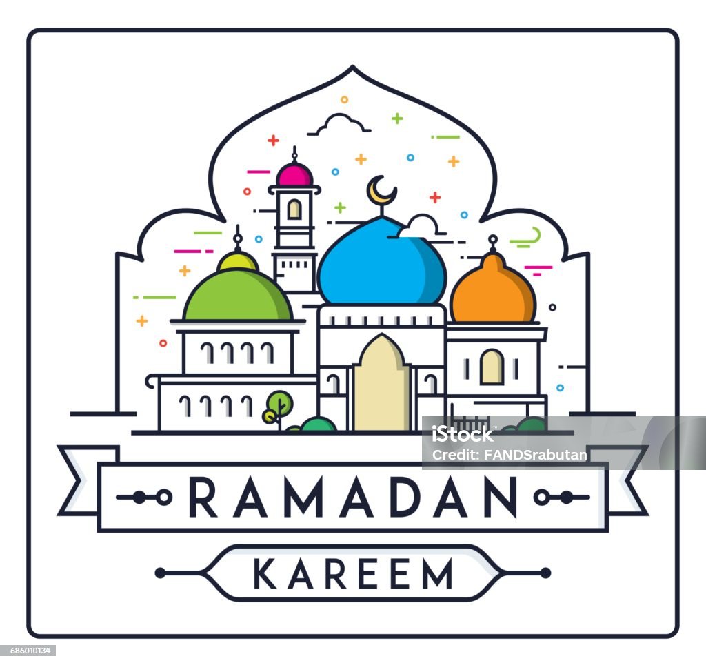 Ramadan Kareem Ramadan Kareem with simple modern Mosque vector. Abstract stock vector