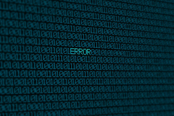 glowing blue binary code on screen with word error background concept glowing blue binary code on screen with word error background concept zero errors stock pictures, royalty-free photos & images