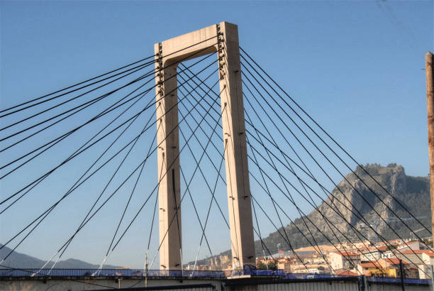 istock Single-hoisted cable-stayed bridge in Alcoy - Costa Blanca - Spain 686030572