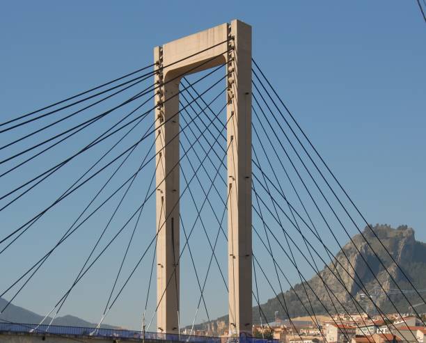 istock Single-hoisted cable-stayed bridge in Alcoy - Costa Blanca - Spain 686033352