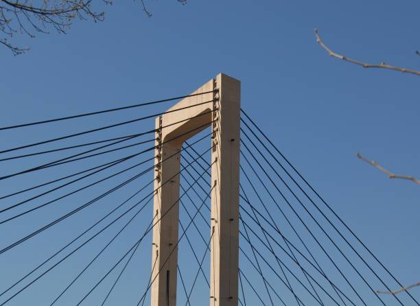 istock Single-hoisted cable-stayed bridge in Alcoy - Costa Blanca - Spain 686037326