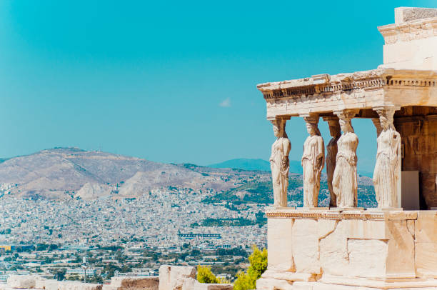 храм эрехтейон, афины. - adult old ancient old fashioned стоковые фото и изображения