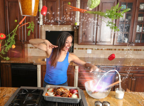 istock Woman cooking a meal with magic 686051218