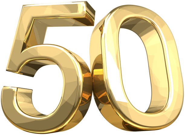 50 golden number isolated 3d rendering stock photo