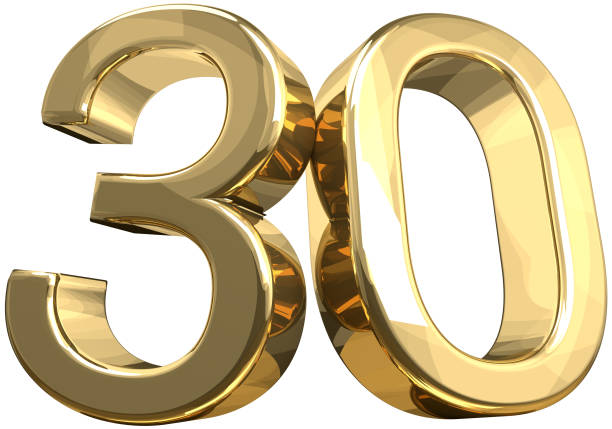 istock 30 golden number isolated 3d rendering 686065826