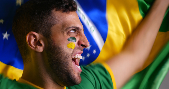 Brazilian Fan with Brazilian Flag