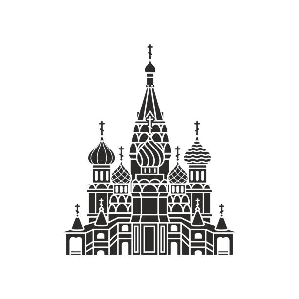 ilustrações de stock, clip art, desenhos animados e ícones de the most famous cathedral in moscow, saint basil's cathedral, russia - architecture brick cathedral christianity