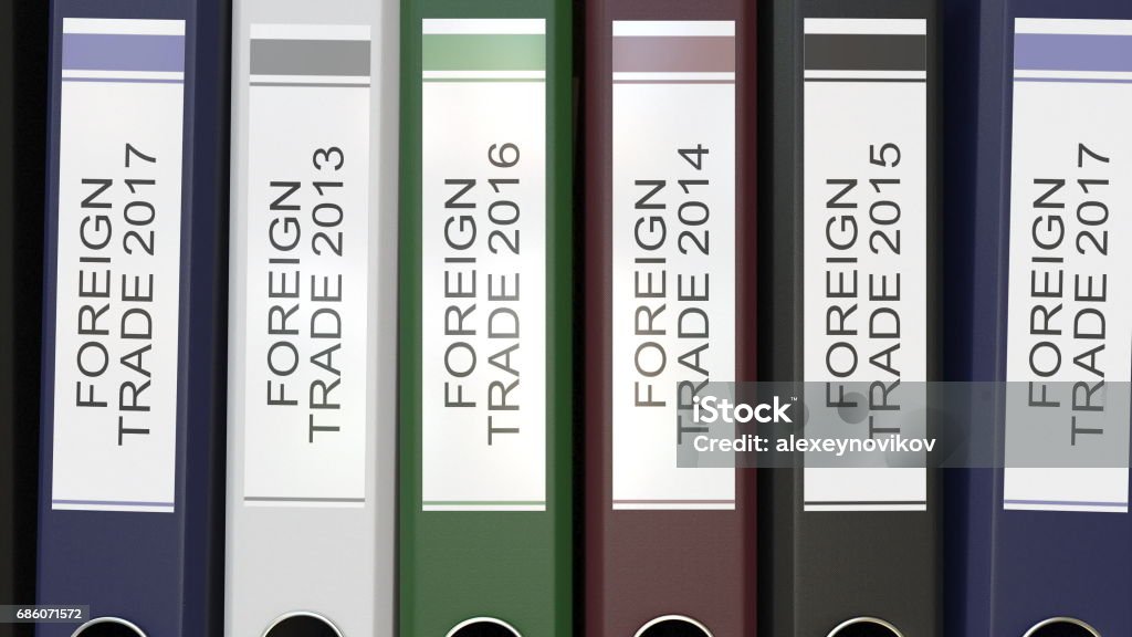 Folder Labels Business Multiple Office Folders With Foreign Trade Text Labels 3d Rendering ...