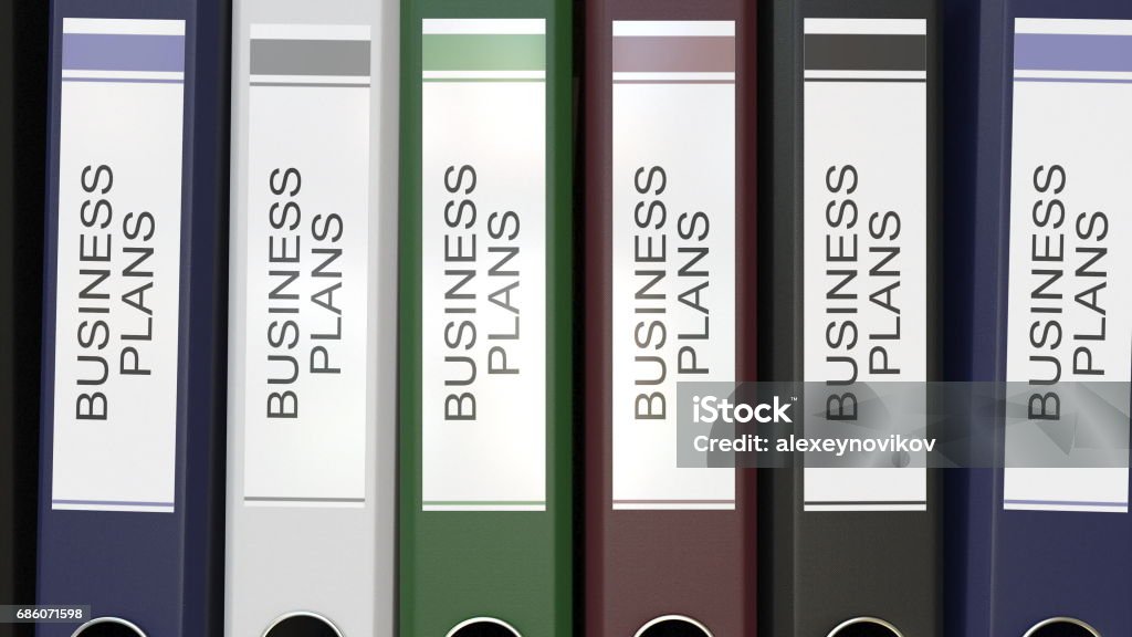Folder Labels Business Multiple Office Folders With Business Plans Text Labels 3d Rendering ...
