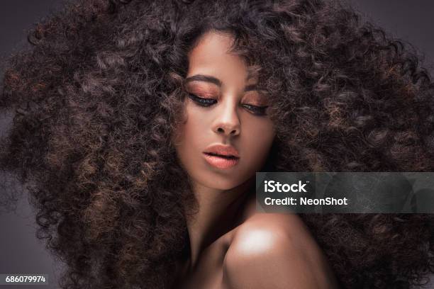 Portret Van De Schoonheid Van De Afrikaanse Meisje Stockfoto en meer beelden van Model - Beroep