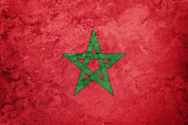 grunge marokko flagge. marokko-fahne mit grunge-textur. - moroccan flags stock-fotos und bilder