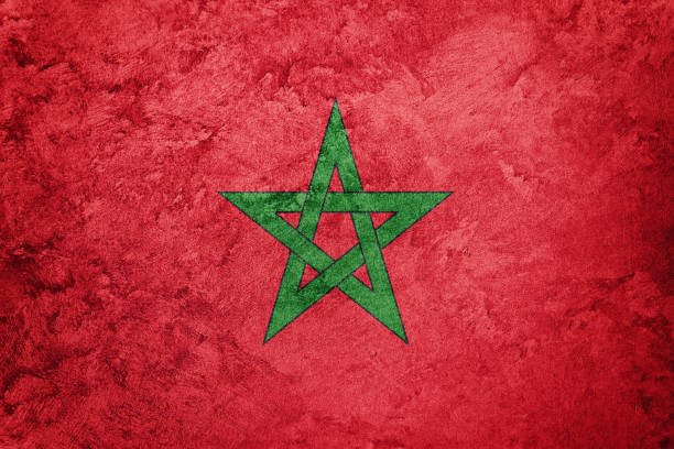grunge morocco flag. morocco flag with grunge texture. - moroccan flag imagens e fotografias de stock