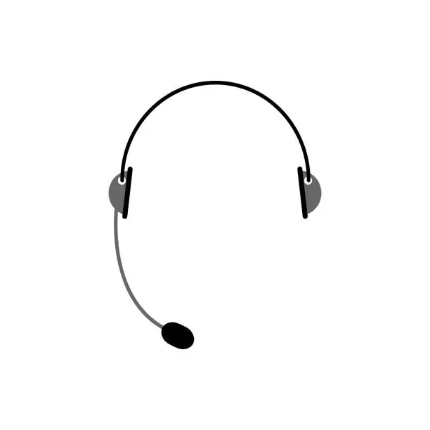 Vector illustration of Headset isolated. Microphone and headphones on white background. Cal center accessory