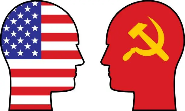 Vector illustration of Usa vs Russia Heads