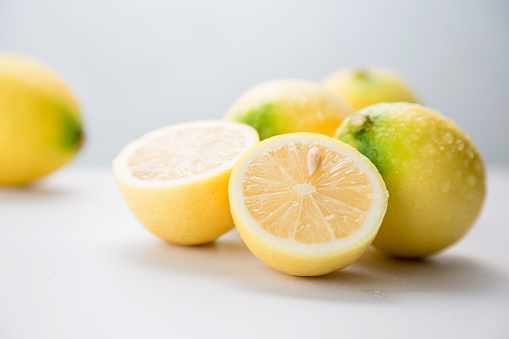 Lemons on the white background
