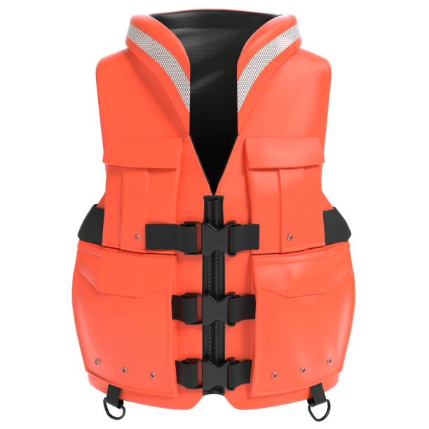 giubbotto di salvataggio - life jacket isolated red safety foto e immagini stock