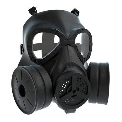 Old-fashioned military gas mask on white background
