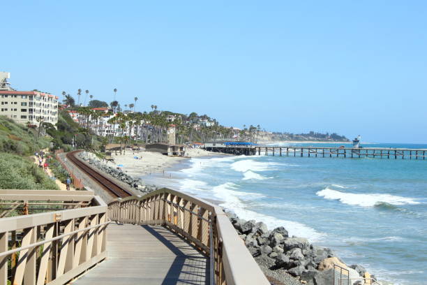 San Clemente Beach Trail Footbridge The view from the San Clemente ocean side walking trail. san clemente california stock pictures, royalty-free photos & images