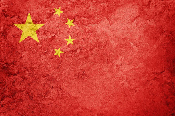 bandiera grunge cina. bandiera chines con texture grunge. - chinese flag foto e immagini stock