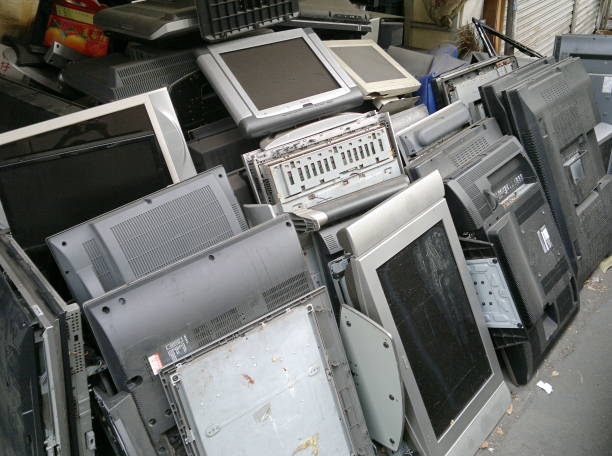 Recycling Old Flat Panel Televisions stock photo