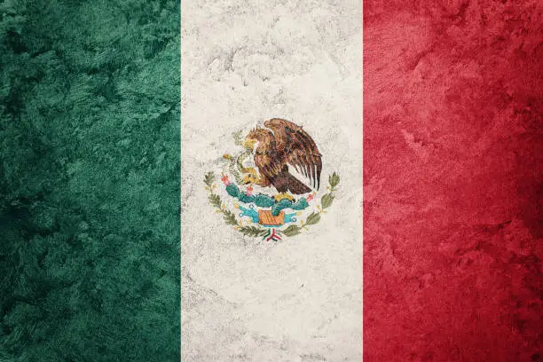 Photo of Grunge Mexico flag. Mexican flag with grunge texture.