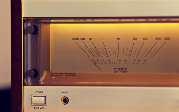 istock Vintage Stereo Audio Power Amplifier Large Glowing VU Meter 686124292