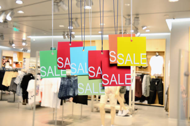 Sale tag hung in shopping mall