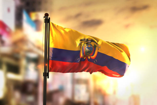 istock Ecuador Flag Against City Blurred Background At Sunrise Backlight 686139522