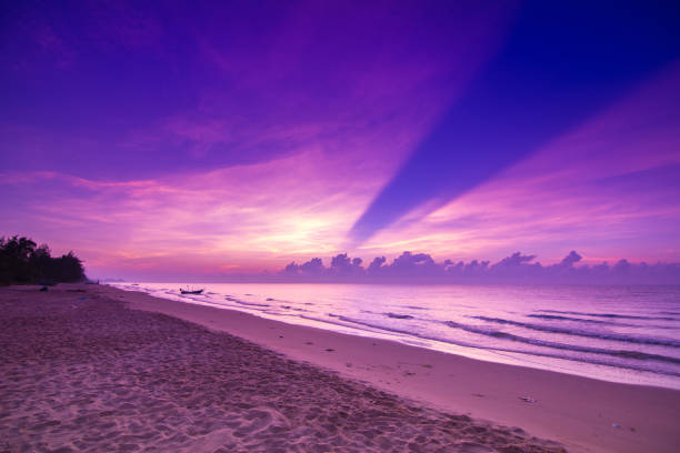 Beautiful Sunset on the beach with Violet Sky