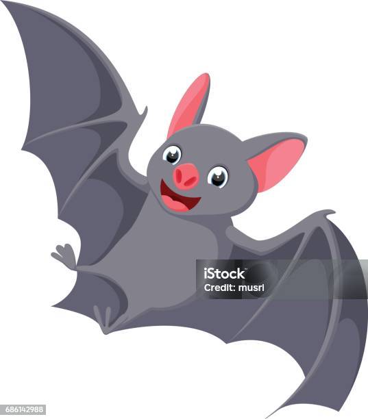 Happy Flying Bat Cartoon Stock Illustration - Download Image Now - Animal, Animal Wildlife, Animal Wing