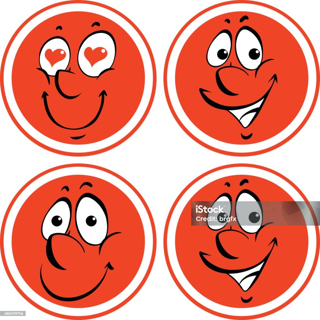 Red Sign Expression Facial Expressions On Red Badges Stock Illustration - Download Image ...