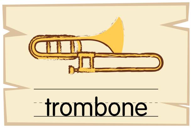 шаблон wordcard для тромбона - trombone clip stock illustrations