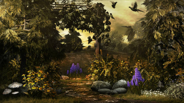 istock Birds in the golden garden 686155882
